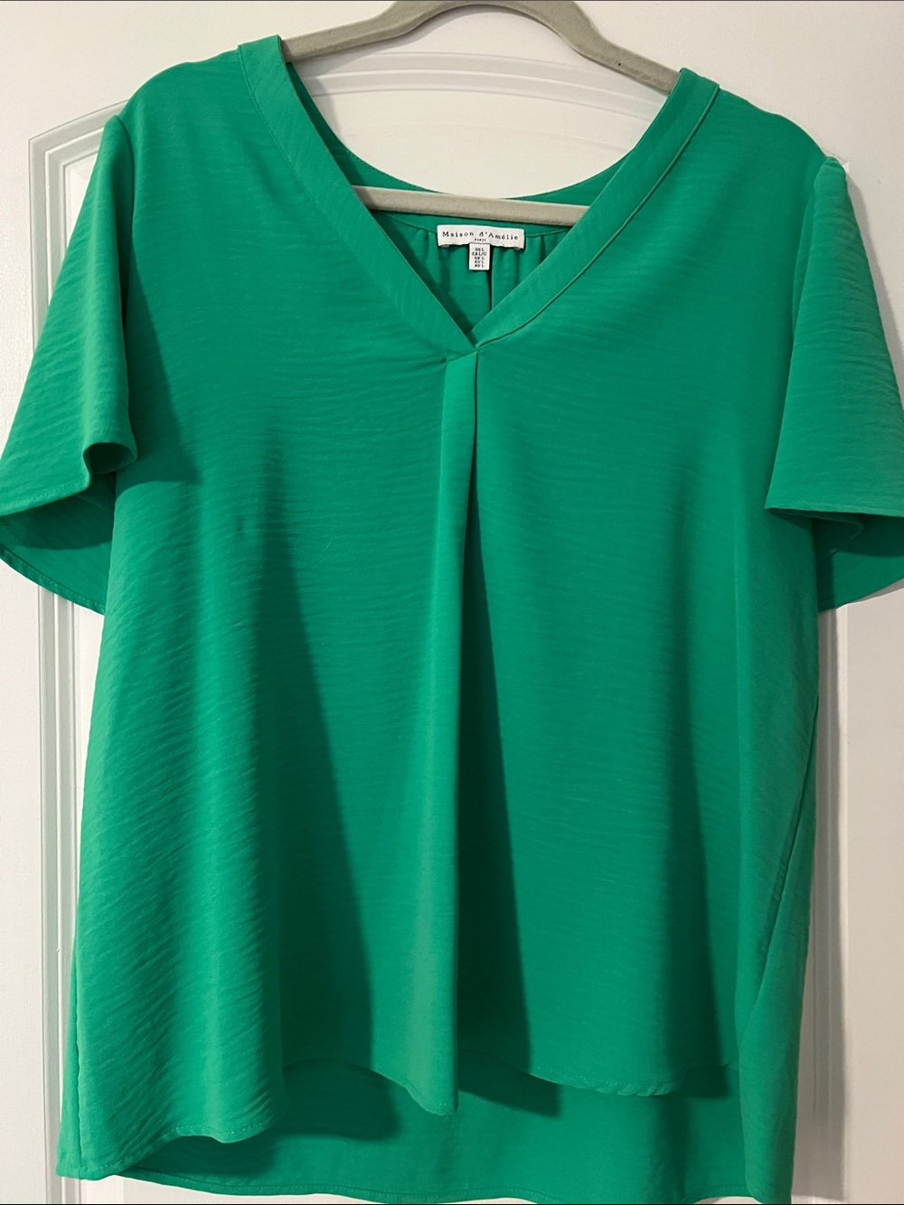 Maison Jules Emerald V-Neck Short Sleeve Blouse